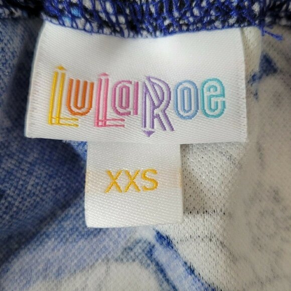 LuLaRoe Cici Mermaid Dress Size XXS Flounce Hem Blue Floral Stretch New - Picture 6 of 10